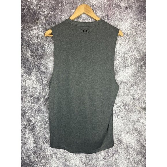 Under Armour Grey Black Training Shirt Top Tee Tank Men's Sport Loose Fit Medium - Picture 10 of 12